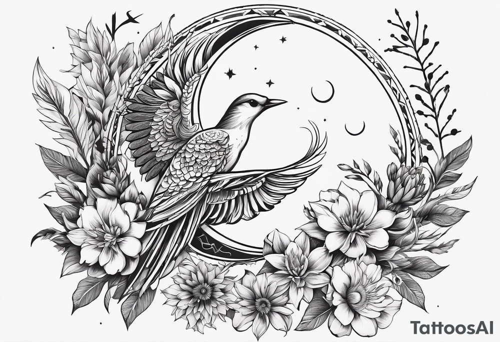 elegant
long
dainty
spiritual
moon
sun
arrow
spine
narrow
leaves
spring
phoenix
linework tattoo idea