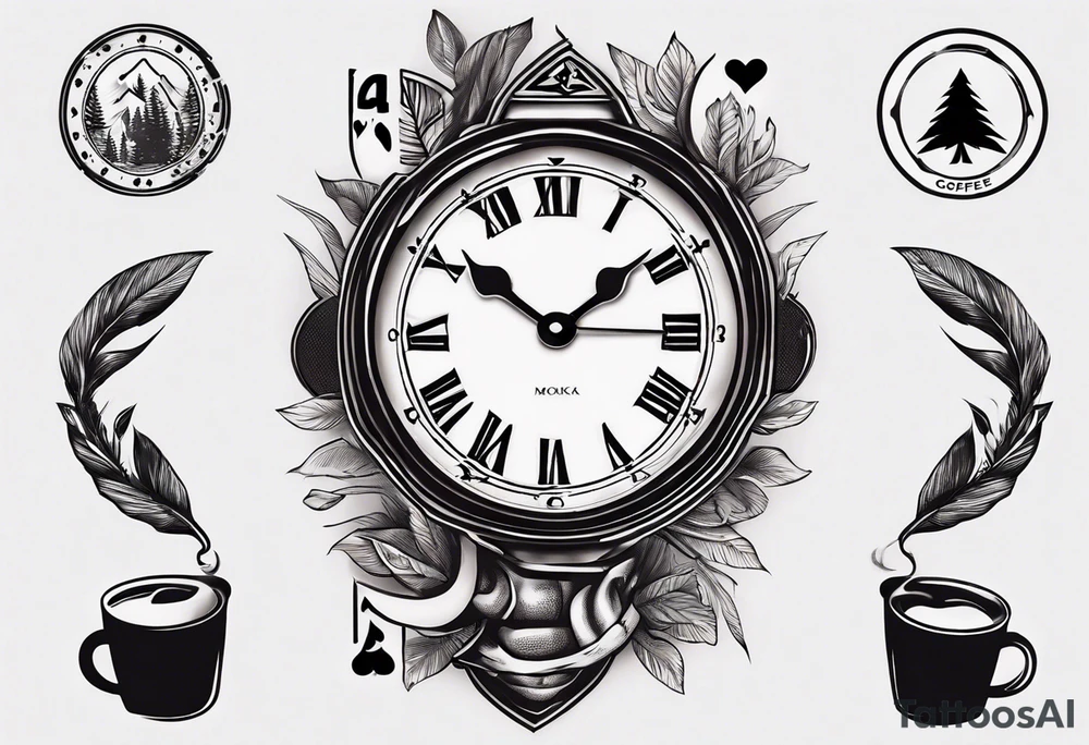 mokka coffee
Old clock at 9:44pm
Forest and mountain
Game of 4 poker cards tattoo idea