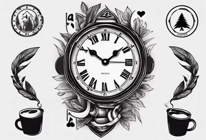 mokka coffee
Old clock at 9:44pm
Forest and mountain
Game of 4 poker cards tattoo idea