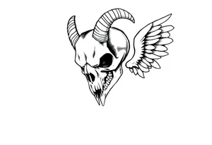 goat skull odd crying angel tattoo idea