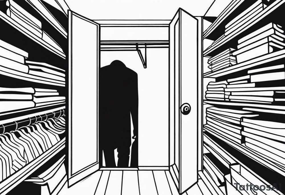 shadowman hiding in a closet tattoo idea