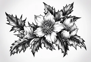 holly flower stem tattoo idea