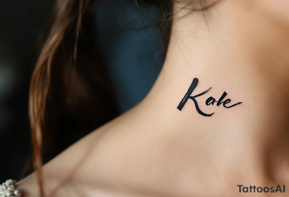 Brushstroke K painted with bold black ink, Japanese sumi-e style with subtle red stamp mark in the corner. tattoo idea