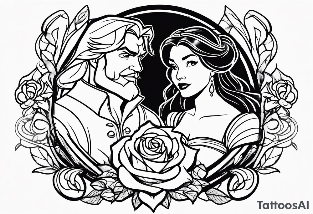 Disney's beauty and the beast, snow white and Pocahontas tattoo idea