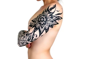 shaman style mytical bold line tattoo idea