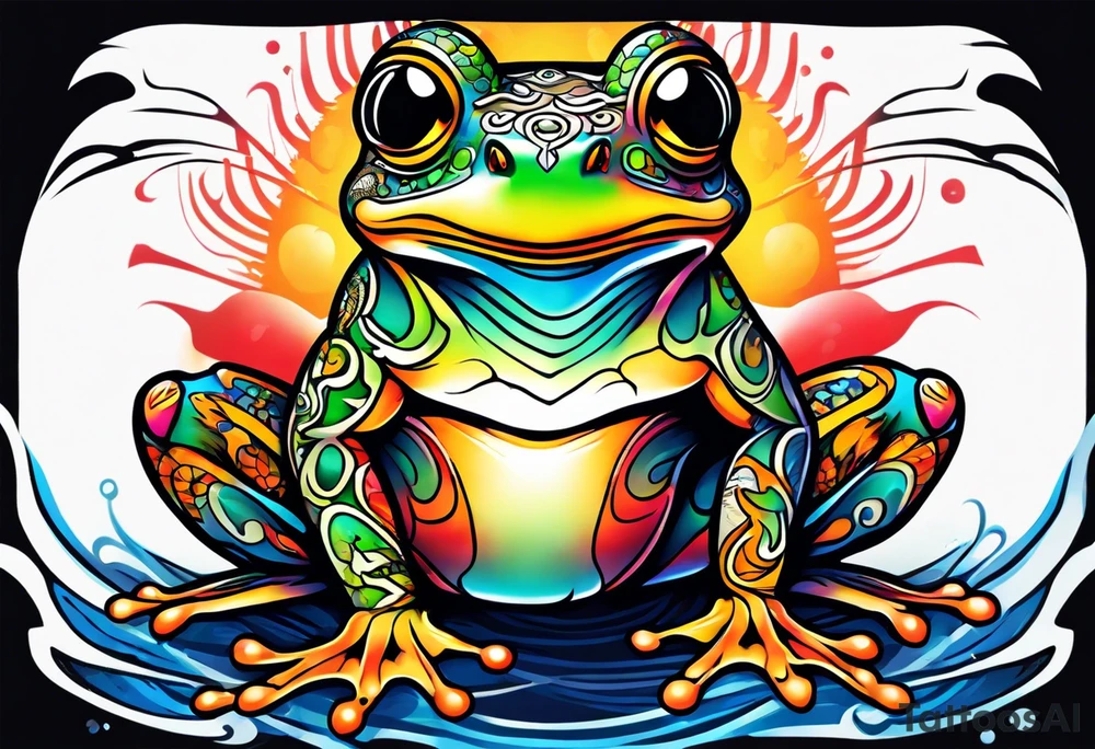 a psychedelic frog tattoo idea