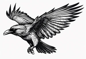 Black raven roaring in the sky tattoo idea