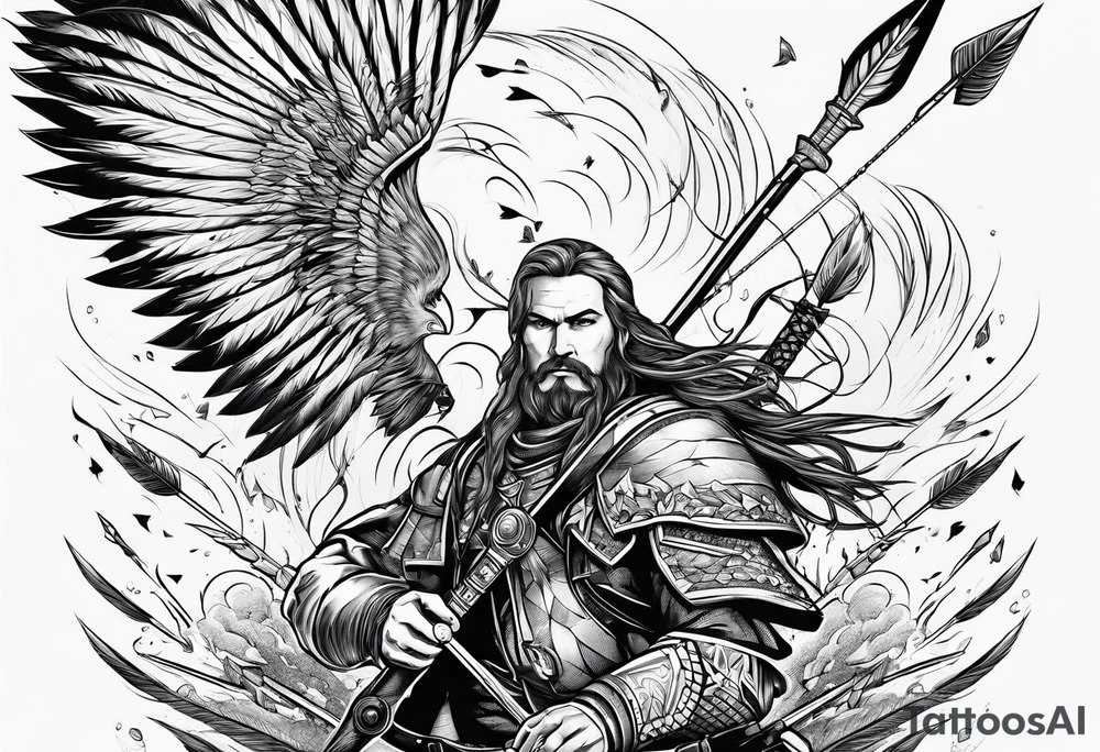 flaming arrows raining down from sky tattoo idea