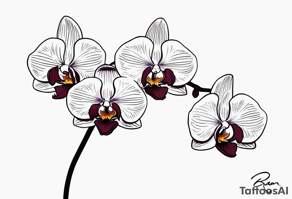 Dark maroon orchid long stem that spells out ryan tattoo idea