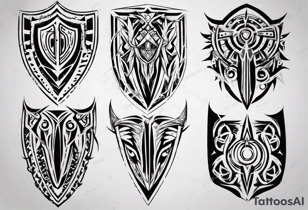 Shield symmetrical tattoo idea