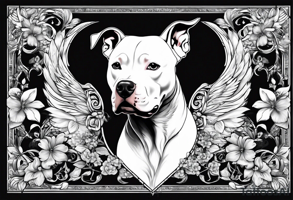 white pitbull pointed ears tattoo idea