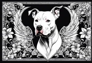 white pitbull pointed ears tattoo idea