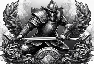 iron sharpens iron, fitness, sweat, darkness, swords, armor tattoo idea