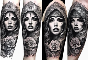death theme full arm sleeve tattoo idea