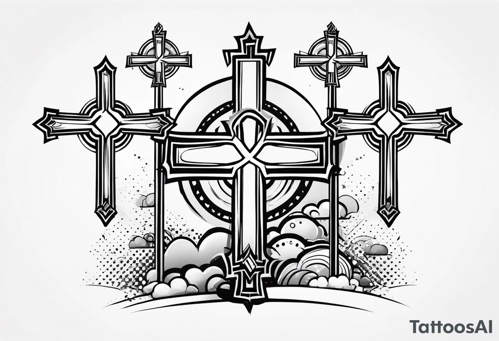 3 crosses together tattoo idea