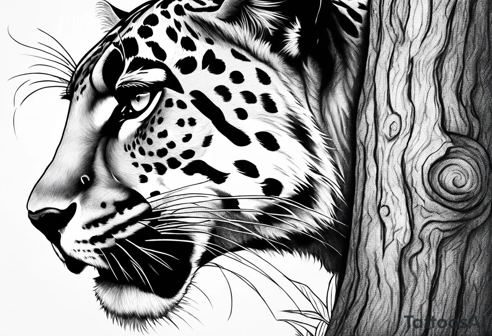 panther on a tree tattoo idea