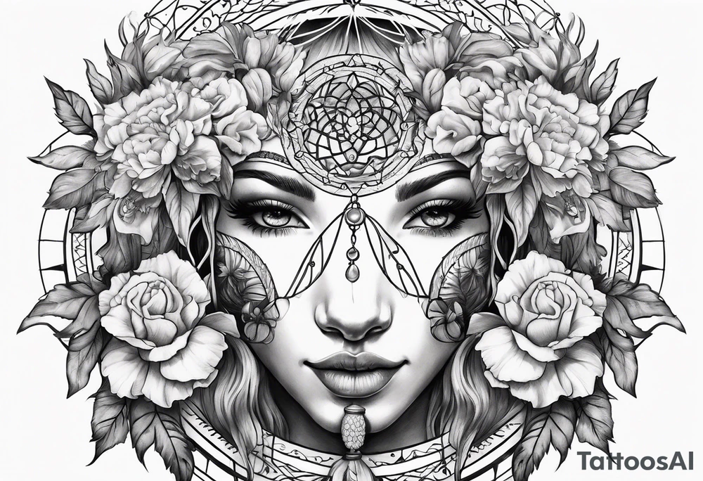Capricorn dreamcatcher with carnations
And sun and moons tattoo idea