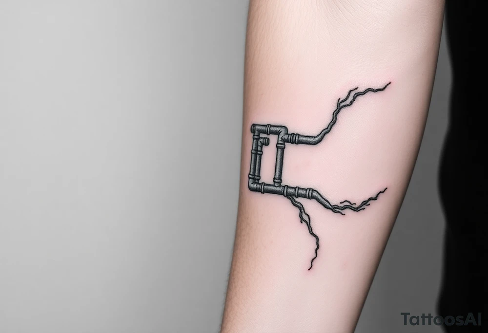 wide System of pipes that transitions and transforms at the end into thick, widespread 
veins of forearm tattoo idea