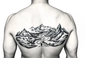 Lands and animals based on the Earth children’s series of books incorporating Neolithic people Arctic tundra mountains and a river tattoo idea