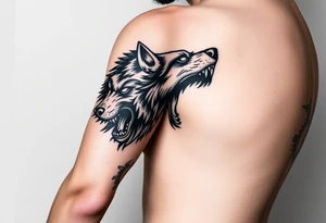 wolf head snarling tattoo idea