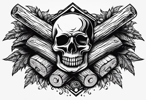flame with wood logs crossing, simple tattoo idea