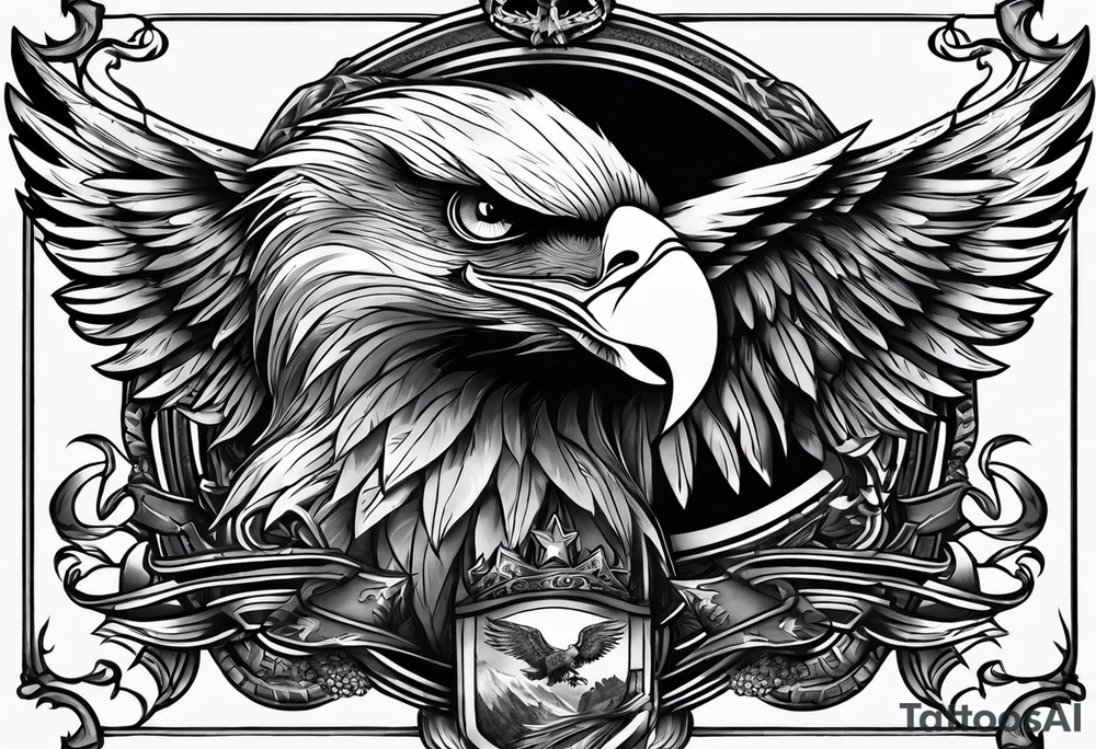 tattoo featuring an American eagle, aggressive


add the words death before dishonor on a scroll or something, add a sword or knife tattoo idea