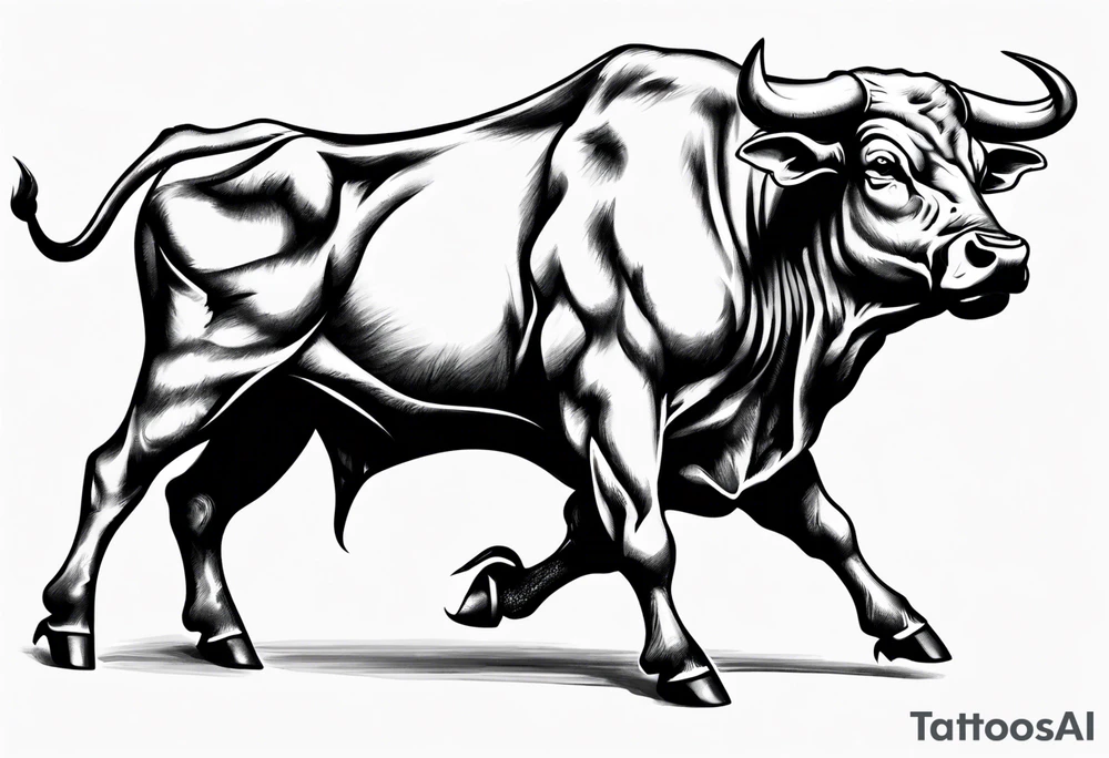 Aggressive Bull from the side facing right. tattoo idea