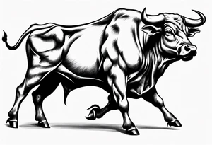 Aggressive Bull from the side facing right. tattoo idea