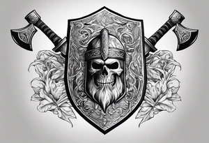 Valhalla sword shield axe tattoo idea
