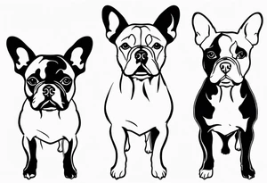 shadow of three french bull dog tattoo idea