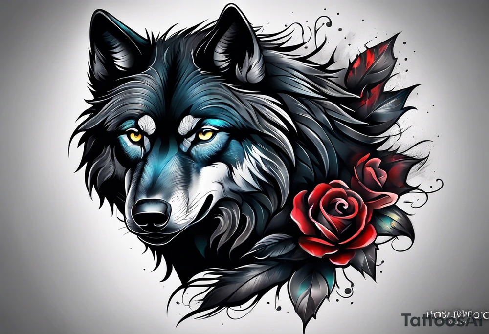 black wolf tattoo idea
