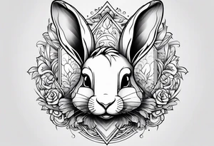 create tattoo sketch in minimalism with rabbit without background tattoo idea
