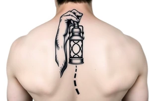 Someone holding a lantern to light up a road tattoo idea
