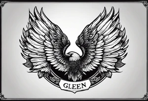 Wings with the word Glenn in between tattoo idea