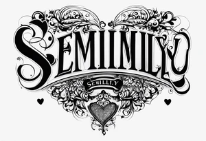 semilly name written in beautiful letters with a small heart tattoo idea