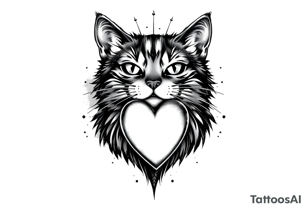 Pata de gato e coração tattoo idea
