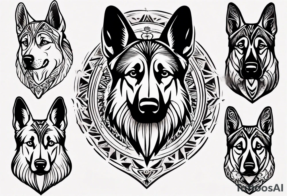 German shepherd portrait tattoo idea