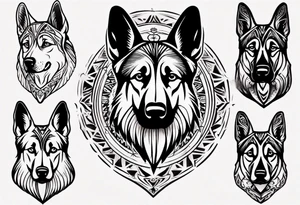 German shepherd portrait tattoo idea