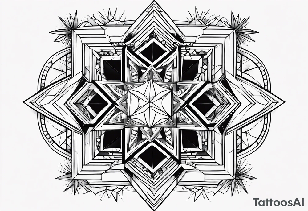 Tesseract and stars tattoo idea