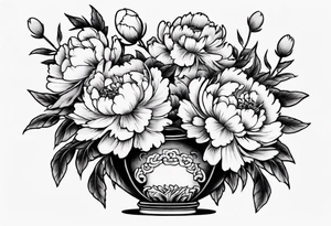 Old school vase with peonies in it tattoo idea