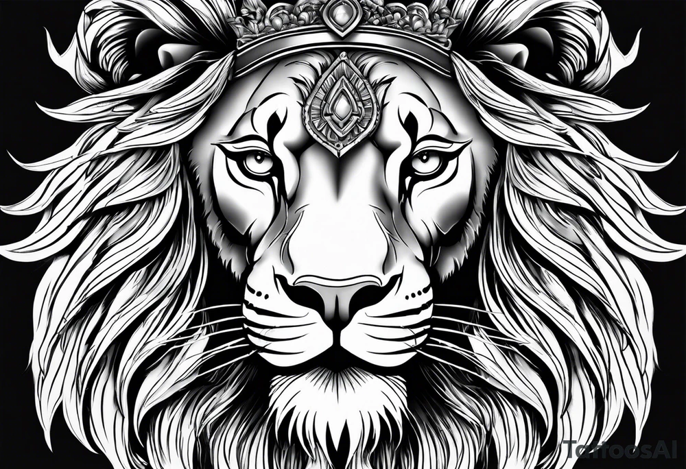 full lion face tattoo idea