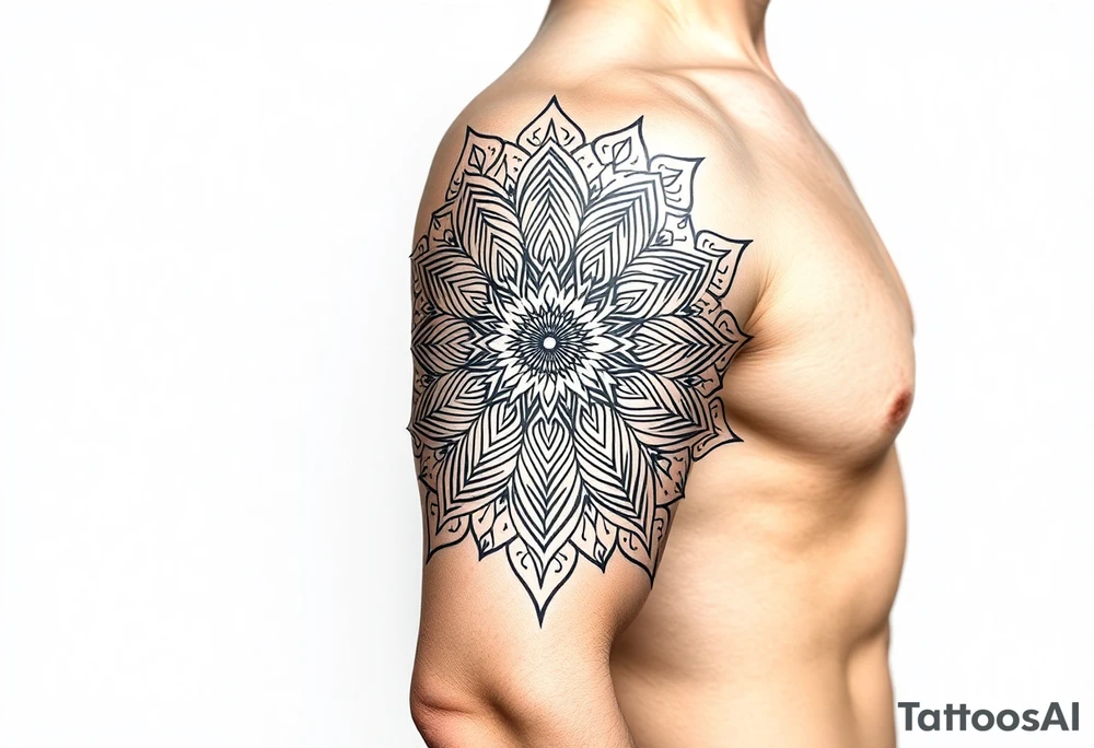 bold line ornamentaali mandala tattoo idea