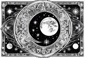 Mother earth celestial stars moon sun tattoo idea