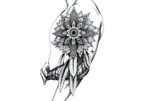 spiritual feathers ornamental mandala shaman tattoo idea