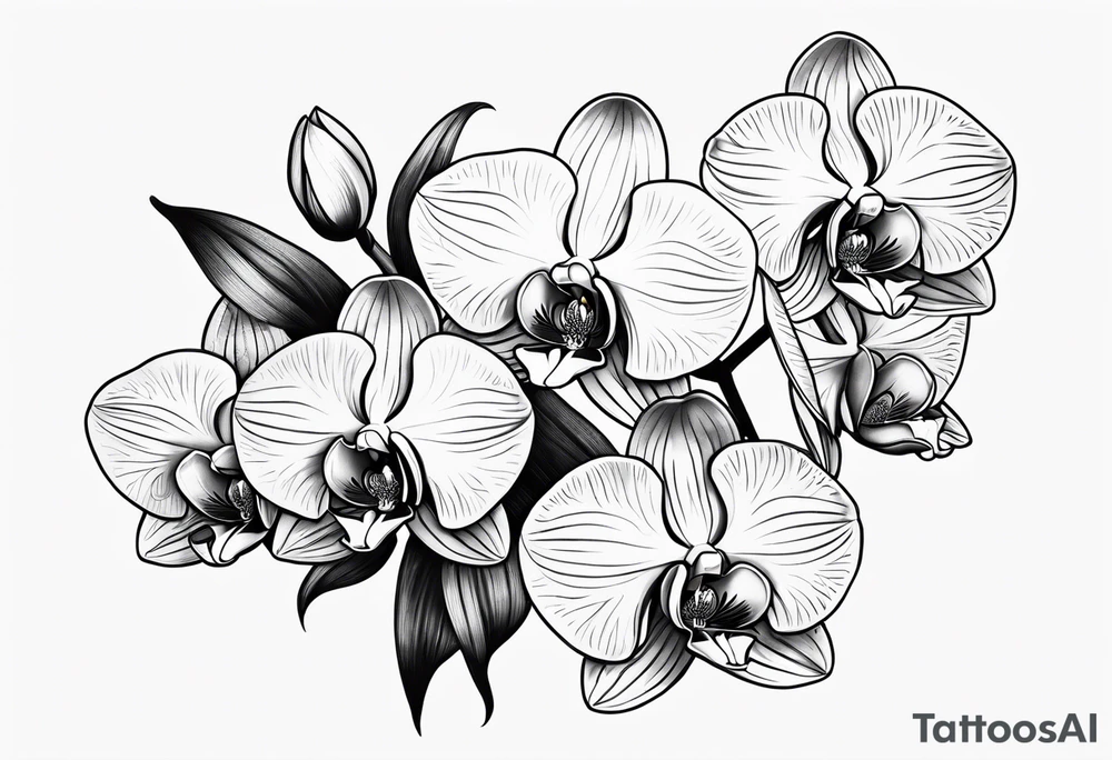 orchid, line art tattoo idea