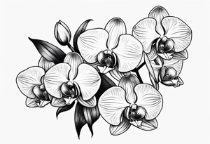 orchid, line art tattoo idea