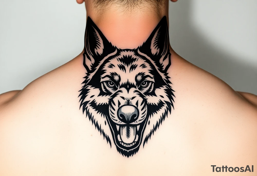 German Shepherd snarling and looking angry. tattoo idea