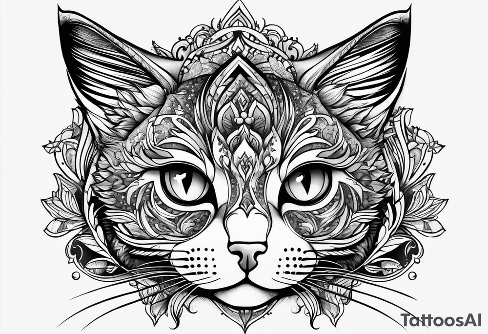 small Cat face, front on tattoo idea
