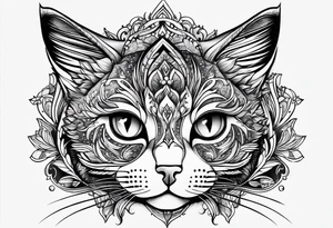 small Cat face, front on tattoo idea