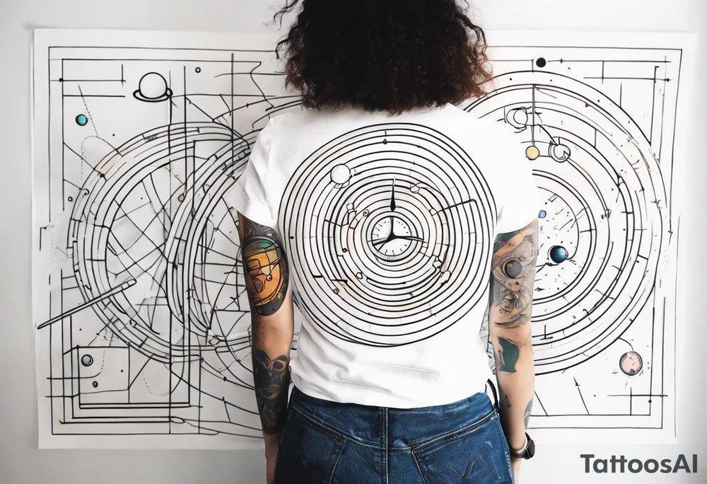 space time surface bend schematic tattoo idea